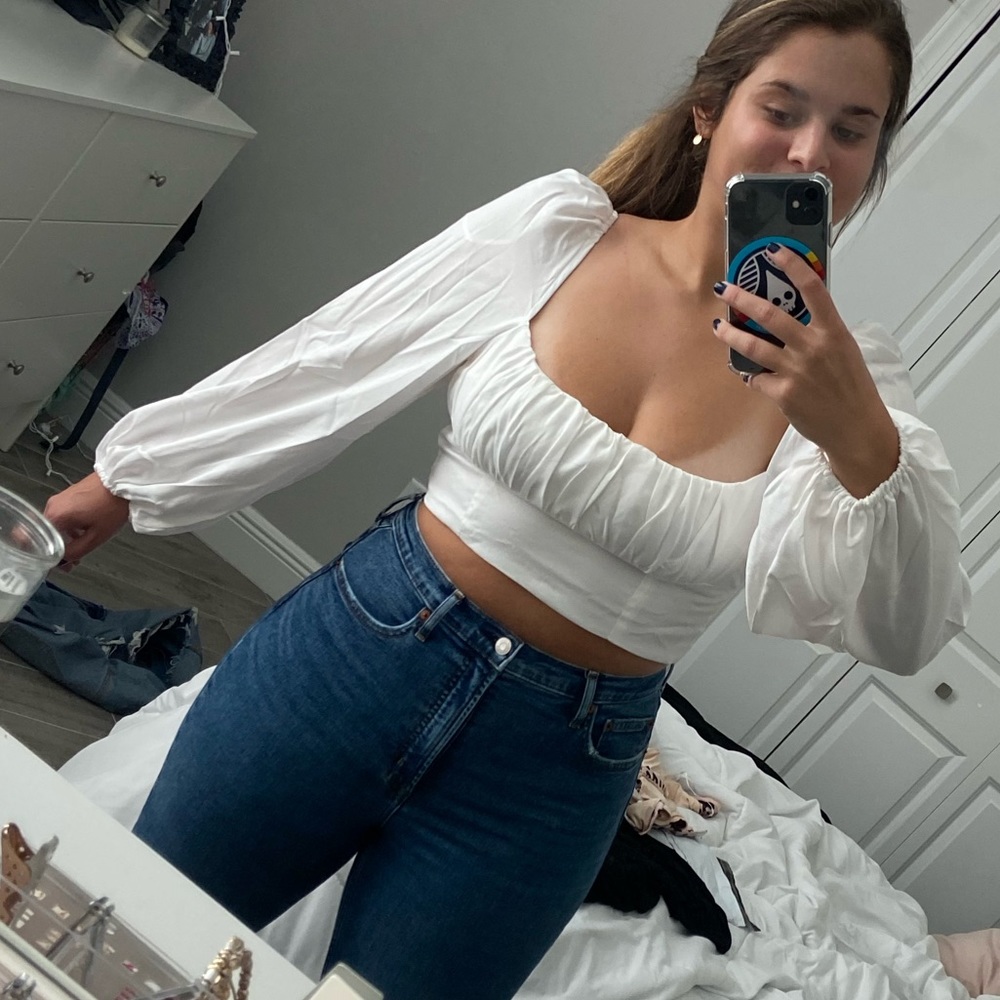 Princess polly white puff sleeve crop top